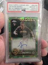 2024 Topps Chrome Update Jackson Merrill #RAJME Green Refractor /85 PSA 10 Dual
