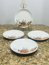 Bee & Willow Pumpkin Harvest Stoneware Salad Plates 7-7/8” Set Of 4 Fall Autumn