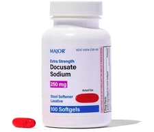 Major Docusate Sodium 250 mg Stool Softener Laxative Softgels - 100 Softgels