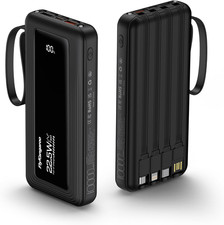 Portable Charger with Built in Cables, Slim 10000Mah Fast Charging 22.5W Power B