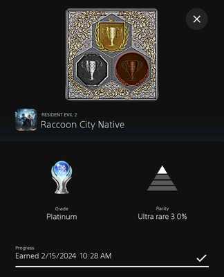 Resident Evil 2 Remake (RE2R) Platinum Trophy | READ DESCRIPTION