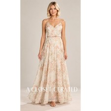 Jenny Yoo Inesse Maxi Dress Pink Floral 0 NEW