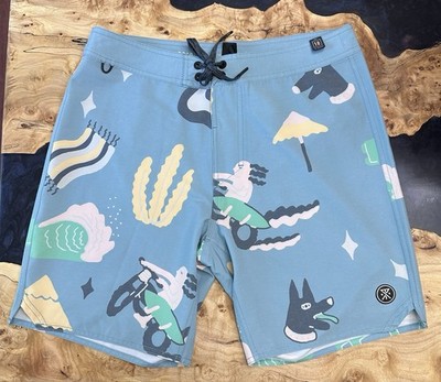 Roark Passage 18'' Boardshorts Sz 31 Agave Blue