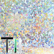 Window Privacy Film Stained Glass Rainbow 3D Prism Decorative Iridescent Window