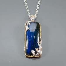 Handmade 35 ct+ Natural Labradorite Necklace 925 Sterling Silver 17.75