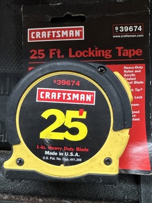 Sears Craftsman USA Nos 25' Tape Measure 39674 Locking 1” Blade