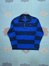 Polo Ralph Lauren striped 1/4 quarter zip sweater shirt blue youth boys medium