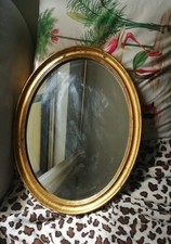 Miroir ovale  Style ancien Bois Doré 45 x 35