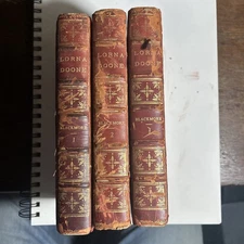 1900 Lorna Doone R.D. Blackmore Leather Hardcover Antique Books 3 Volume Set