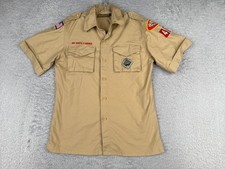Boy Scouts of America Shirt Youth Large Beige Short Sleeve Cotton Blend Vegas