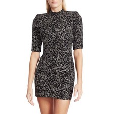 NWT Alice + Olivia Black Inka Glitter Dot Mini Dress 10