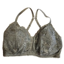 No Boundaries Women  s XL Lace Bralette Olive Green Adjustable Straps Wireless