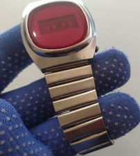 Zegarek Elektronika 1, czerwone szkło, bardzo rzadki mały model, vintage ZSRR