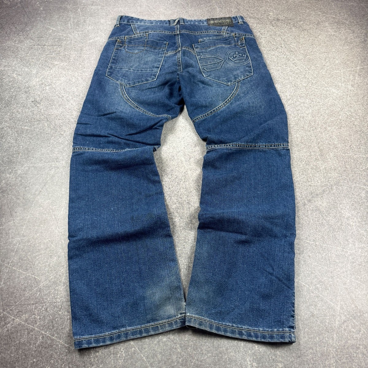 Crosshatch Cargo Jeans Y2K Multi Pocket Wide Leg Denim Streetwear
