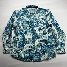 Kryptek Men's Long Sleeve Blue Vented "Shiner" Button Up Fishing Shirt - Size M