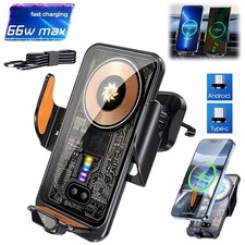 66W Fast Wireless Car Charger Automatic Clamping Mount Air Vent Phone Holder US