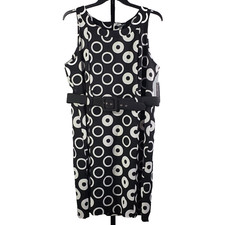 NWT Voir Voir Dress Plus Size 18 1X Mod 60s Retro Geometric Belted Sheath