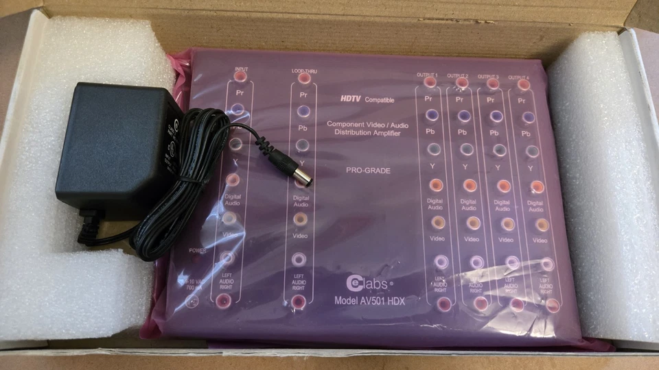 CE LABS AV501HDX 1 in 5 Out Component HDTV Distribution Amplifier NIB - Image 2 of 3
