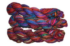 Tariff FREE 100g of Recycled Sari Silk Hemmed Ribbon Yarn Multi