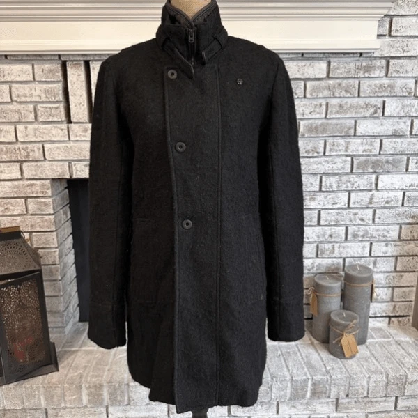 G-Star Raw Women's Wool Lined Relax Trench Overcoat Jacket Charcoal Gray Large - Image 2 of 4