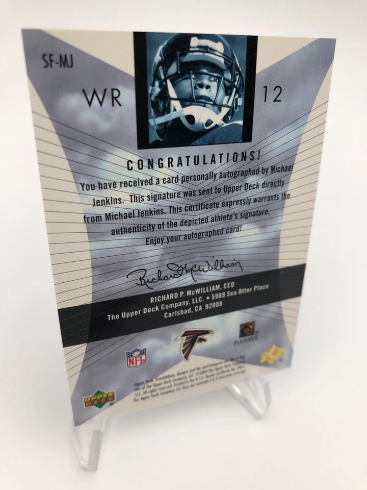 MICHAEL JENKINS AUTO Card 2004 UD Signature Foundations Signed ATLANTA FALCONS - Image 3 of 4