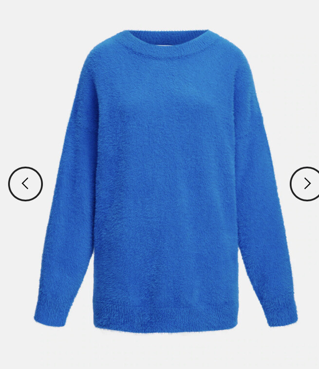 URBAN REVIVO Blue Fluffy Drop Shoulder Sweater Size S - RRP $100