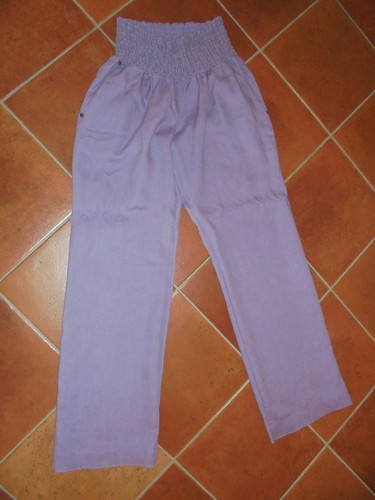 PANTALONE IN LINO PRENATAL TAGLIA 46/48 COLORE LILLA PREMAMAN | eBay