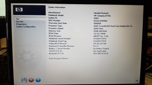 READ DESCRIPTION! HP Compaq 6735s 15.4" Laptop AMD Turion X2 RM-70 2GB 160GB - Picture 17 of 23