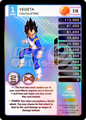Dragon Ball Z TCG Evolution S16 Vegeta, Calculating Hi-Tech Rainbow Prizm Foil