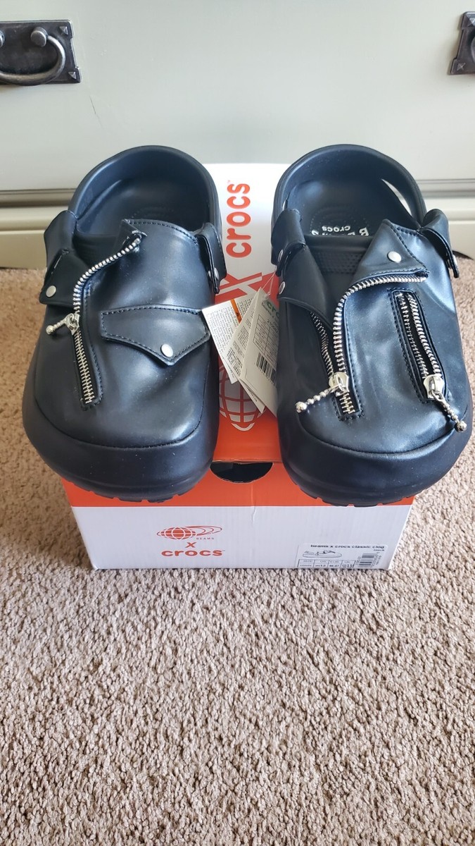 NEW Crocs x Beams Classic Clog Black Leather Riders Jacket NEW Crocs x Beams Classic Clog Black Leather Riders Jacket