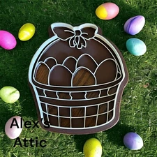 3d printed Plastic Cookie Cutter - Easter Basket Filled w/ Eggs