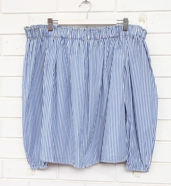 Women's Gap blue/white striped off the shoulder cotton blouse top size L