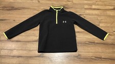 UNDER ARMOUR Youth S Size 6 Black 1/4 Zip Fleece Pullover Yellow Green Accents