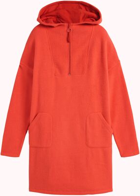 Neu Long-Pullover aus Fleece Gr. 36/38 Mattkoralle Damen Kapuzenpullover