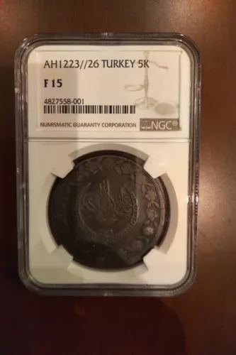 NGC Graded Coin AH1223/26 Turkey Coin 5k F15