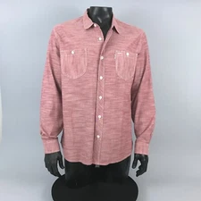 Levis Red Heathered Button Down Long Sleeve Front Pocket Shirt Top Men's Sz XL  