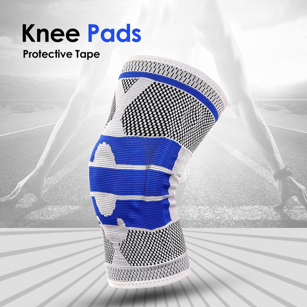 Elastic Knee Support Bracket Kneecap Nylon Protective Straps (M)(Blue