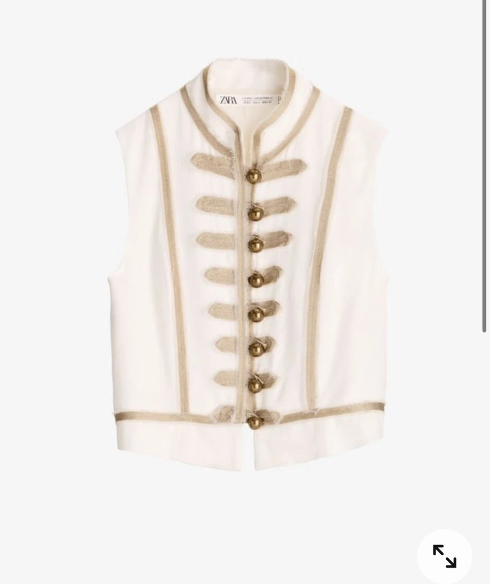 RARE NWT Zara Limited Edition Waistcoat Linen Vest With Gold