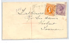 VICTORIA Australia States Cover Melbourne? Registered Tasmania Hobart 1901 XJ72
