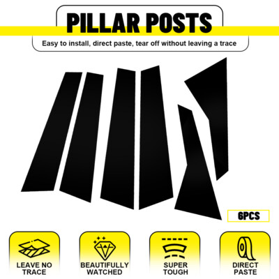 6x Glossy Black Pillar Post Cover Trims Suitable for Cadillac XT5 2017-2023