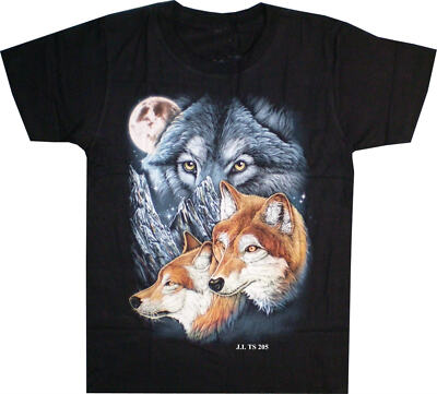 T-Shirts HEROBUFF Shirt mit Wölfen Wolf  - beidseitig farbig -M+XL