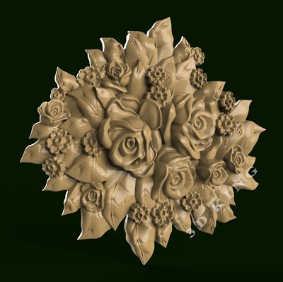 3D STL Model BOUQUET OF FLOWERS for CNC Router Aspire Artcam 3D Printer Engraver