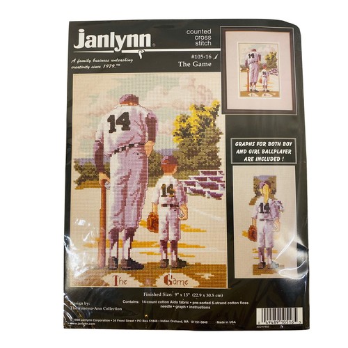 Janlynn Counted Cross Stitch Kit THE GAME Baseball Man Boy Girl # 105-16 New