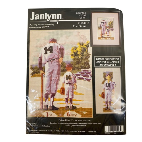 Janlynn Counted Cross Stitch Kit THE GAME Baseball Man Boy Girl # 105-16 Nowy - Zdjęcie 1 z 10