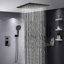 Contemporary 2-Function Rain Shower Head LED Ceiling Mounted Rainfall Square Sho