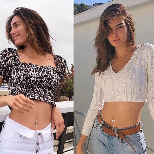 6Pcs 14G Belly Button Dangle Surgical Steel Navel Rings Body Piercing Jewelry - Bild 4 von 14