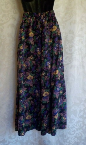 Vintage 1980's Lizsport Skirt Size S Floral 100% Rayon Elastic Waist Pockets EVC - Picture 7 of 12