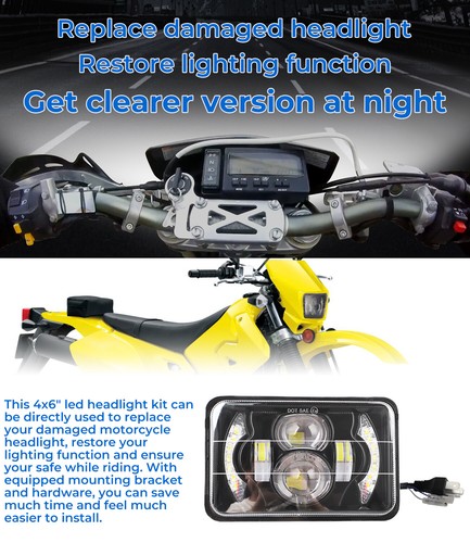 For Suzuki DR 650 DR-650 DRZ400 LED Headlight with Mounting Bracket Plug-N-Play - Picture 5 of 12