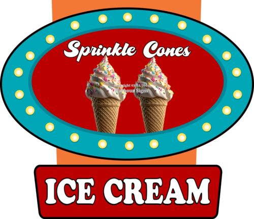 Ice Cream Sprinkle Cones DECAL Concession Food Truck Vinyl Sticker  icv - Afbeelding 1 van 4