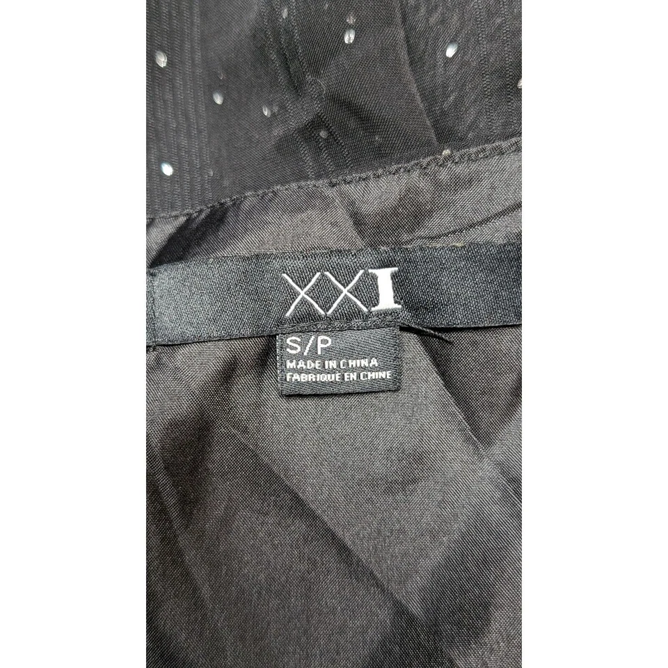 XXI Black Silver Polka Dot Sleeveless Bubble Dress with Bow Belt Party Small - Image 4 of 4